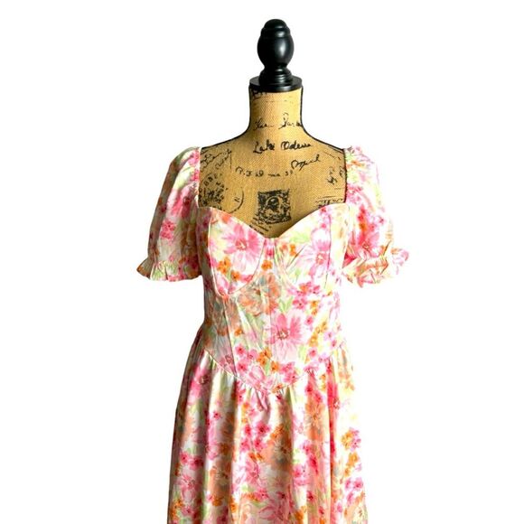 SHEIN Floral Print Puff Sleeve Smock Mini Dress Size Large NWOT - Picture 5 of 8